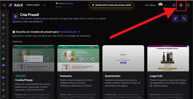 Painel da AdsX no modo automático à 1h da manhã, exibindo o tema escuro, com o botão de tema destacado no canto superior direito.