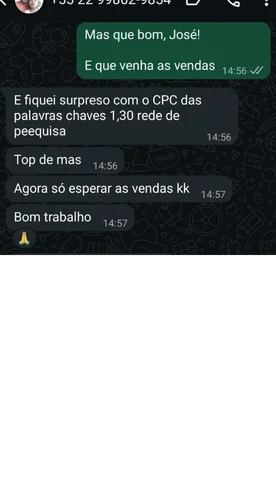 Print de depoimento — CPC de R$1,30 nas palavras-chave